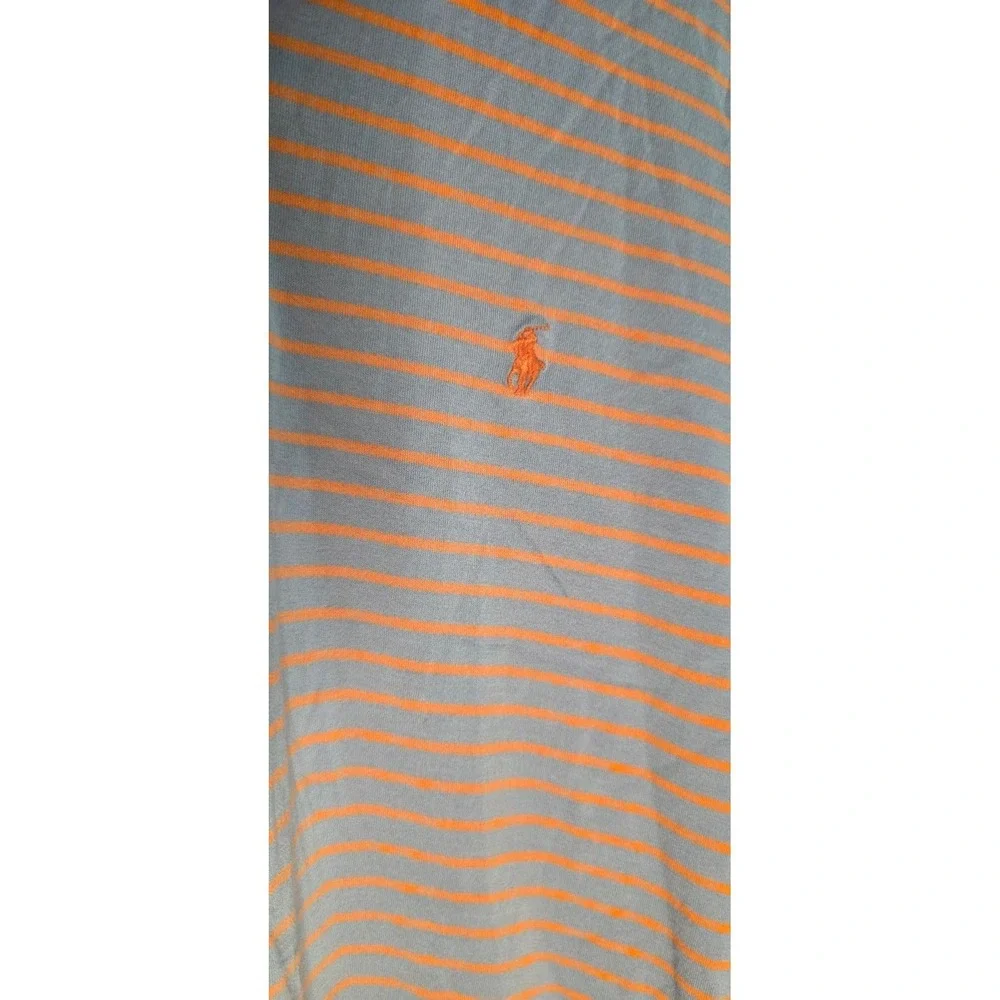 Vintage Polo Shirt Golf Ralph Lauren Mens Striped Blue & Orange Size L Cotton